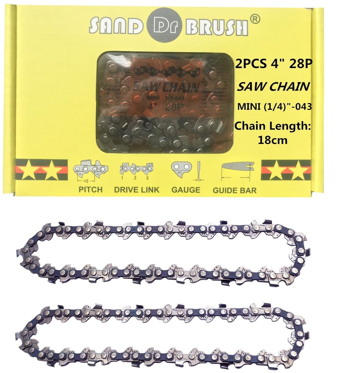 Solidchoice - Mini Chainsaw Ketting, Set van 2 Stuks voor 4 Inch Chainsaw
