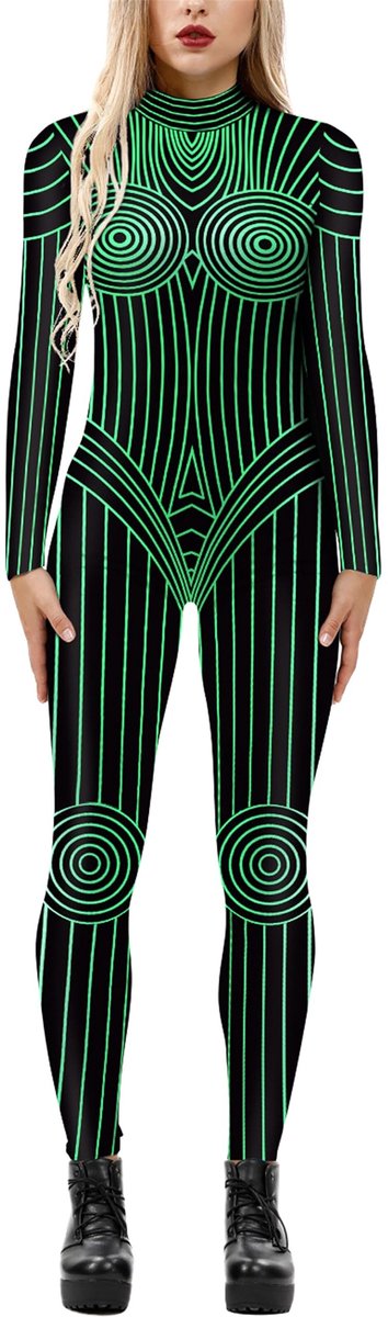 Solidchoice - Dames Halloween Kostuum Skeleton Jumpsuit voor Carnaval