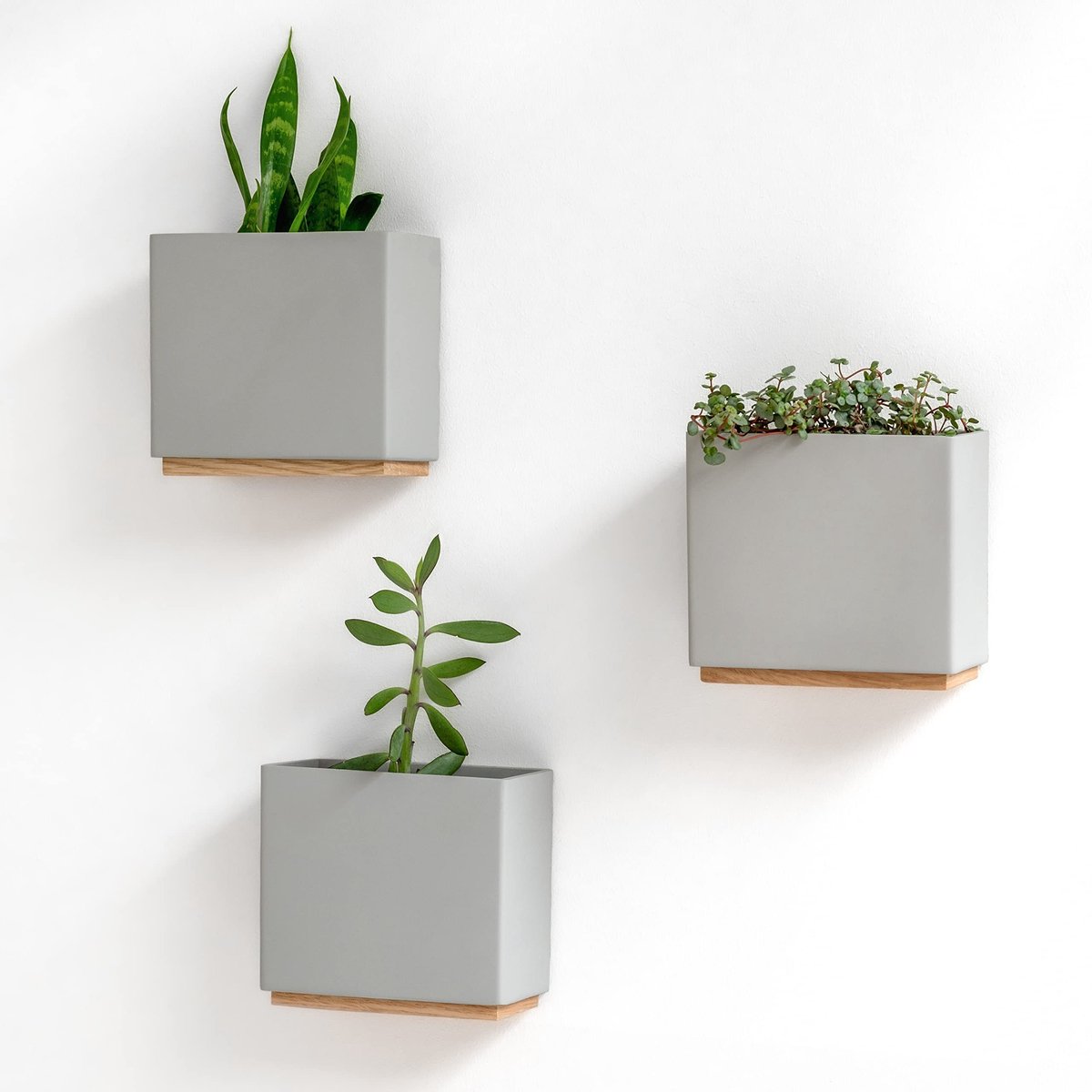 Solidchoice - Set van 3 Moderne Hangpotten van Hars in Grijs