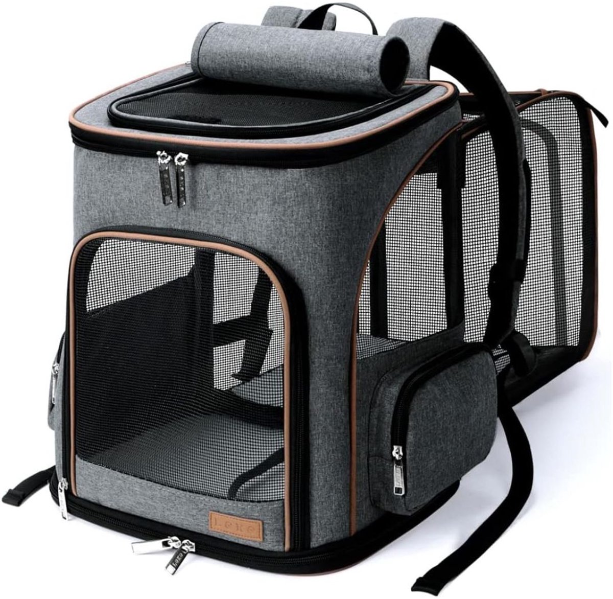 LNMsolutions® Hondenrugzak - Hondendraagtas Rugzak - Katten Draagtas Hond - Grijs - 38cm x 25cm x 32cm
