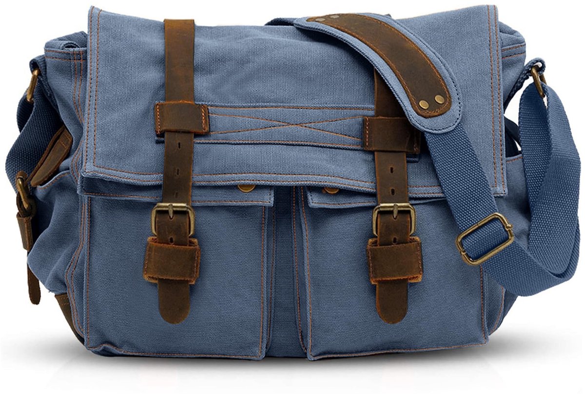 Solidchoice - Vintage Messenger Bag voor 14 Inch Laptops van Canvas