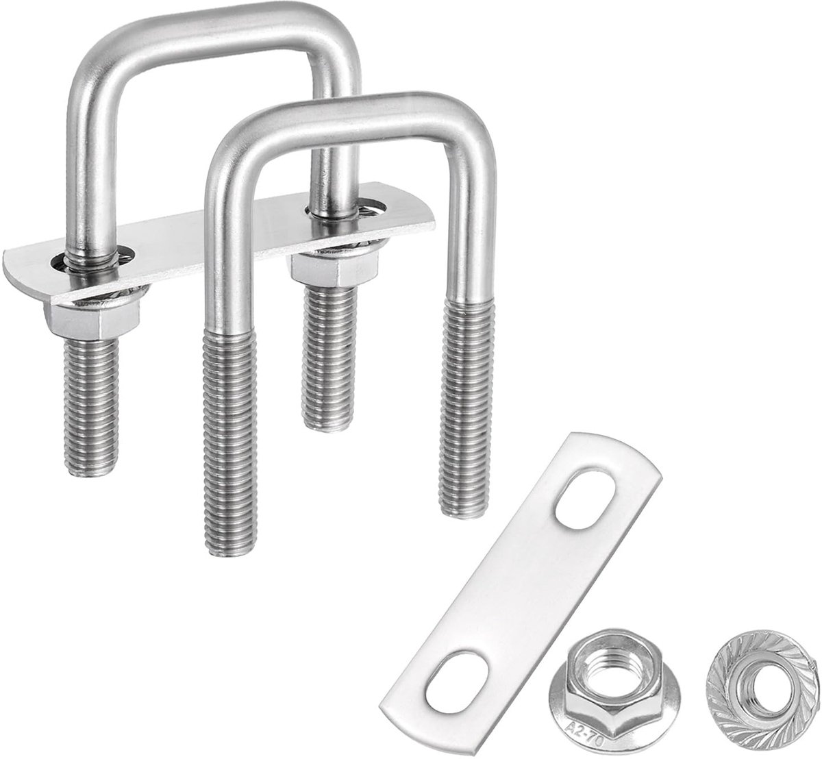 U-bouten M8 1-3/16 inch breed, 7,6 cm lang, U-schroeven van roestvrij staal 304, met moeren, auto's (30 mm B x 75 mm L)