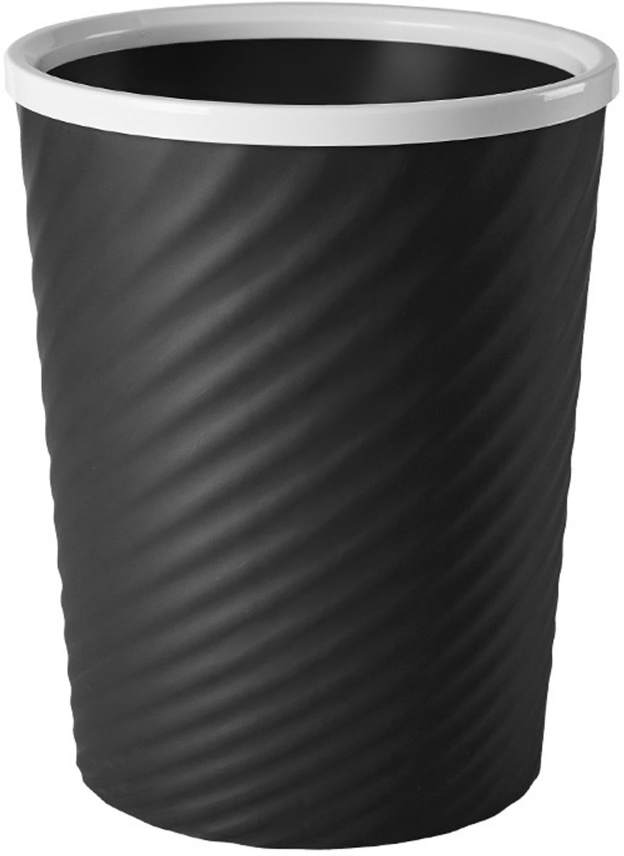 Kleine plastic prullenbak voor de badkamer, stevig en duurzaam, gemakkelijk schoon te maken, geschikt voor badkamers, wasruimtes, keukens, kantoren, kinderkamers, studentenkamers en slaapkamers, 9 liter-Zwart
