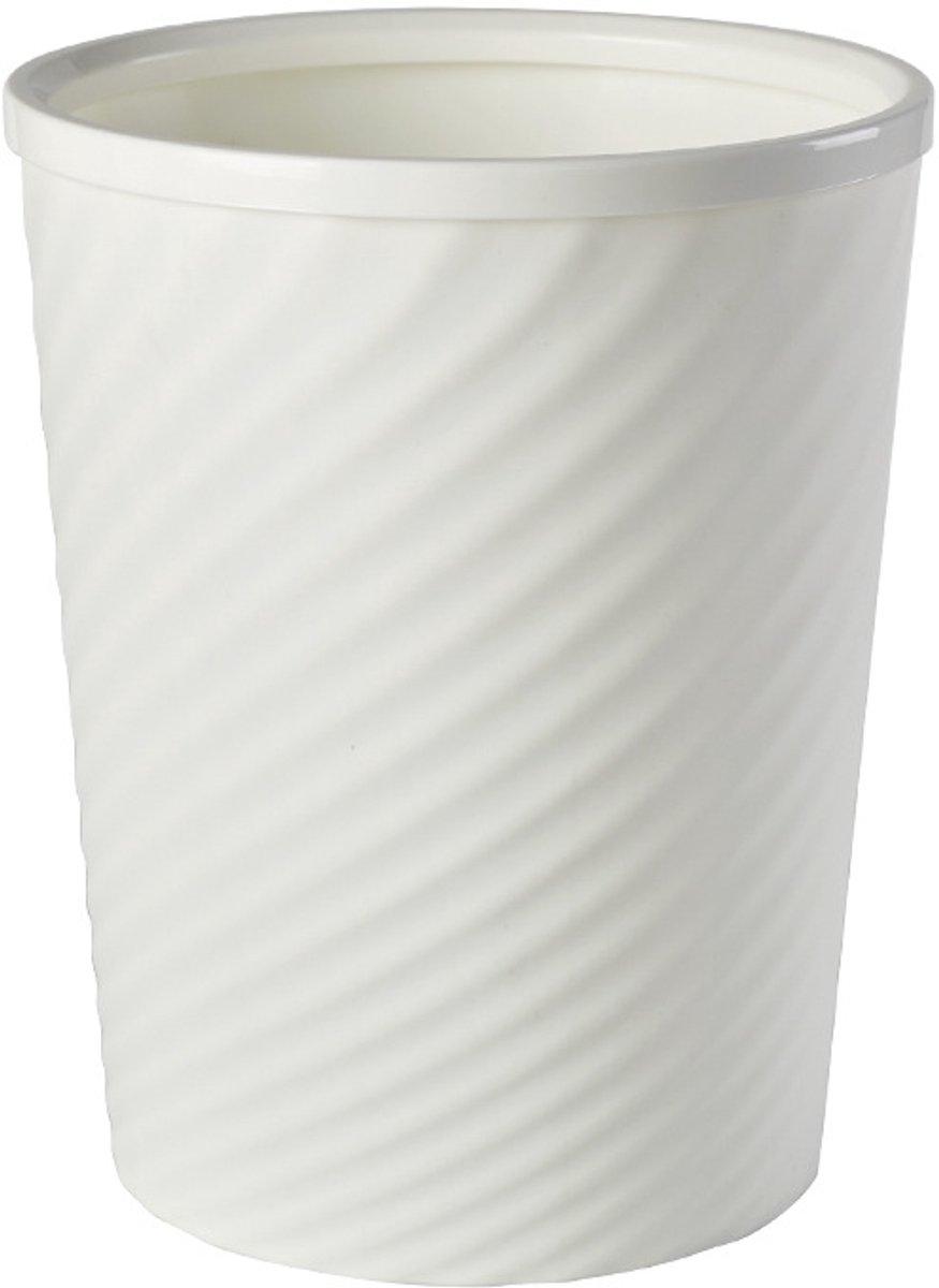 Kleine plastic prullenbak voor de badkamer, stevig en duurzaam, gemakkelijk schoon te maken, geschikt voor badkamers, wasruimtes, keukens, kantoren, kinderkamers, studentenkamers en slaapkamers, 8 liter-Wit