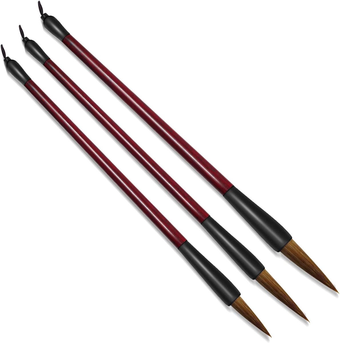 Sumi Chinese kalligrafiepenset, 3 stuks, met harshandvat, 3 maten, traditionele professionele penselen voor beginners en studenten
