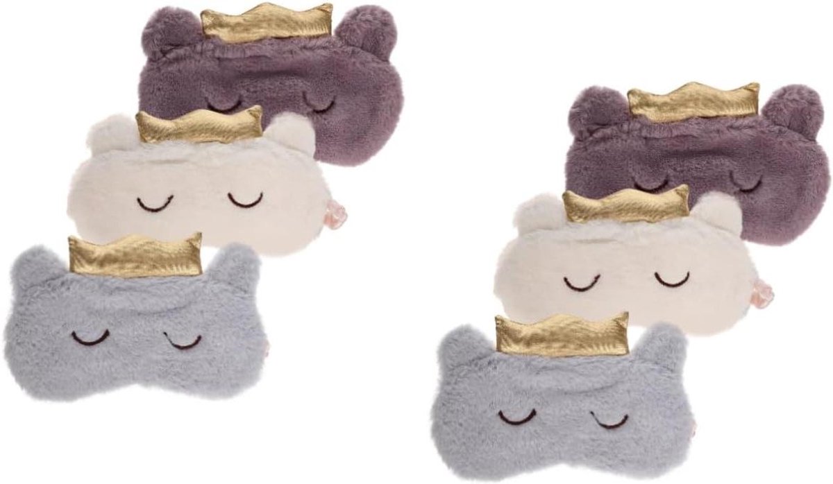 Pluche Slaapmasker - Oogmasker Zacht - Diepe Slaap - Lichtblokkerend Ontwerp - 6 Stuks - Meerdere Kleuren