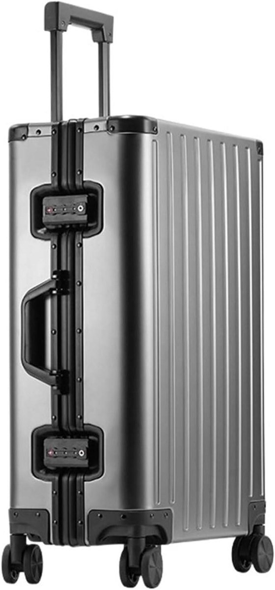 Reiskoffer Trolley - Bagage Koffer - Veilig Vervoer - Waterdichte Hardshell - 24 inch - Zilver