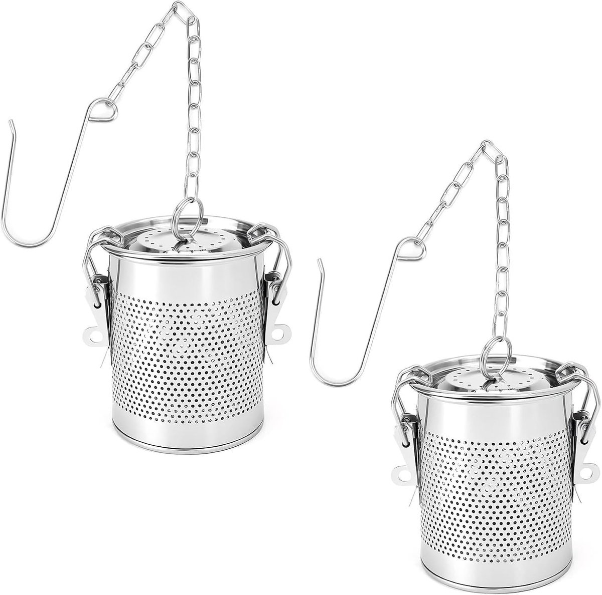 2 stuks kruidenzakjes van roestvrij staal, thee-infuser en theebol met ketting en haak, theefilter en theefilter duurzaam voor keuken en restaurant, theekogel infuser