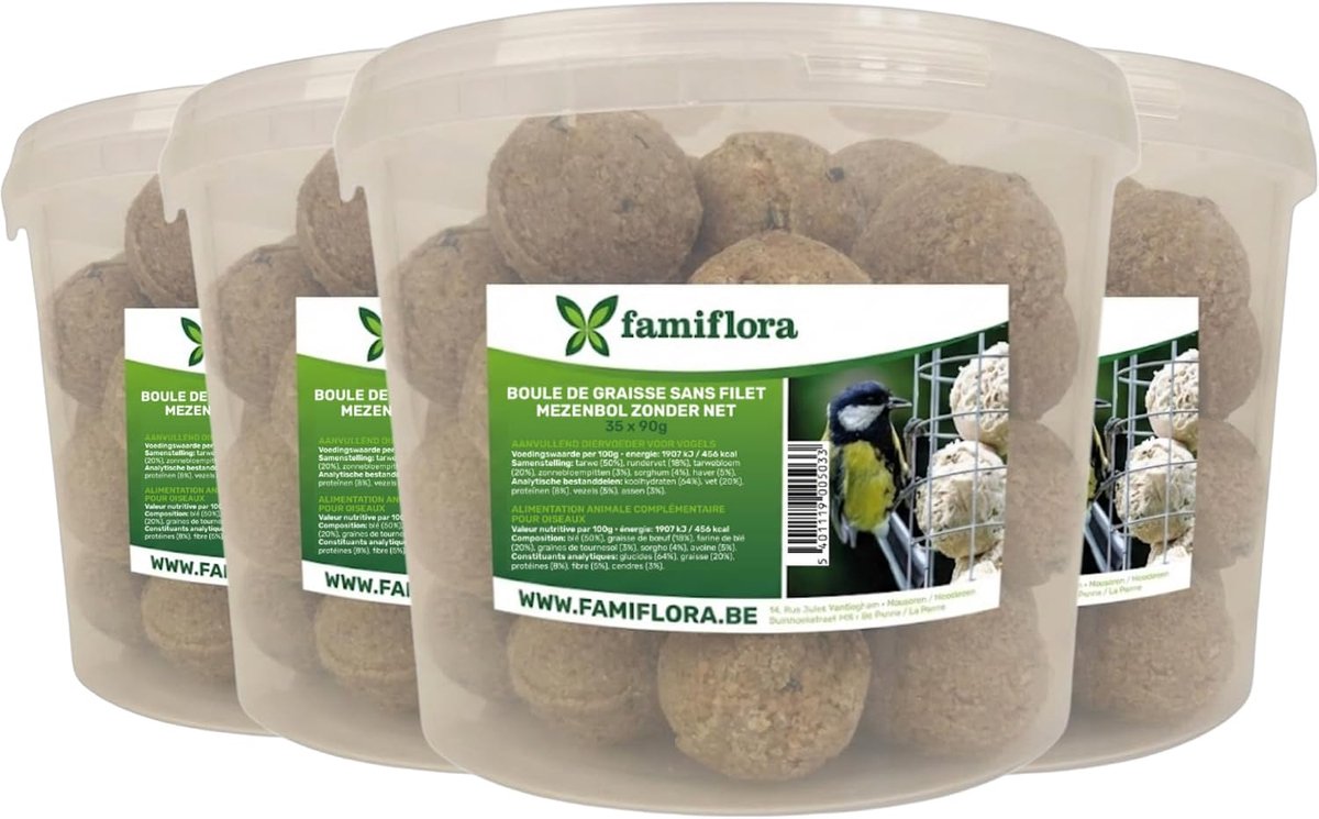 Tit balls in bucket - 140 x 90 g - Zonder net - Voor plezier en spel - SnelShoppen