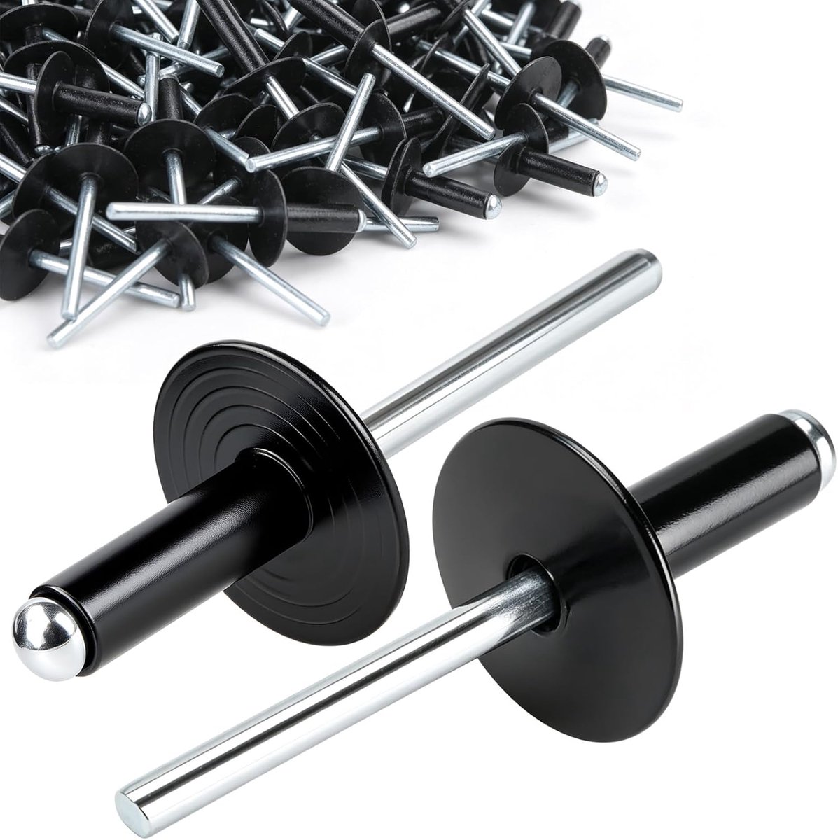 100 stuks blindklinknagels met grote flens, 3,2 x 10 mm koepelkop popklinknagels, zwarte blindklinknagels 3,2 mm aluminium klinknagels brede kop klinknagels aluminium klinknagels voor