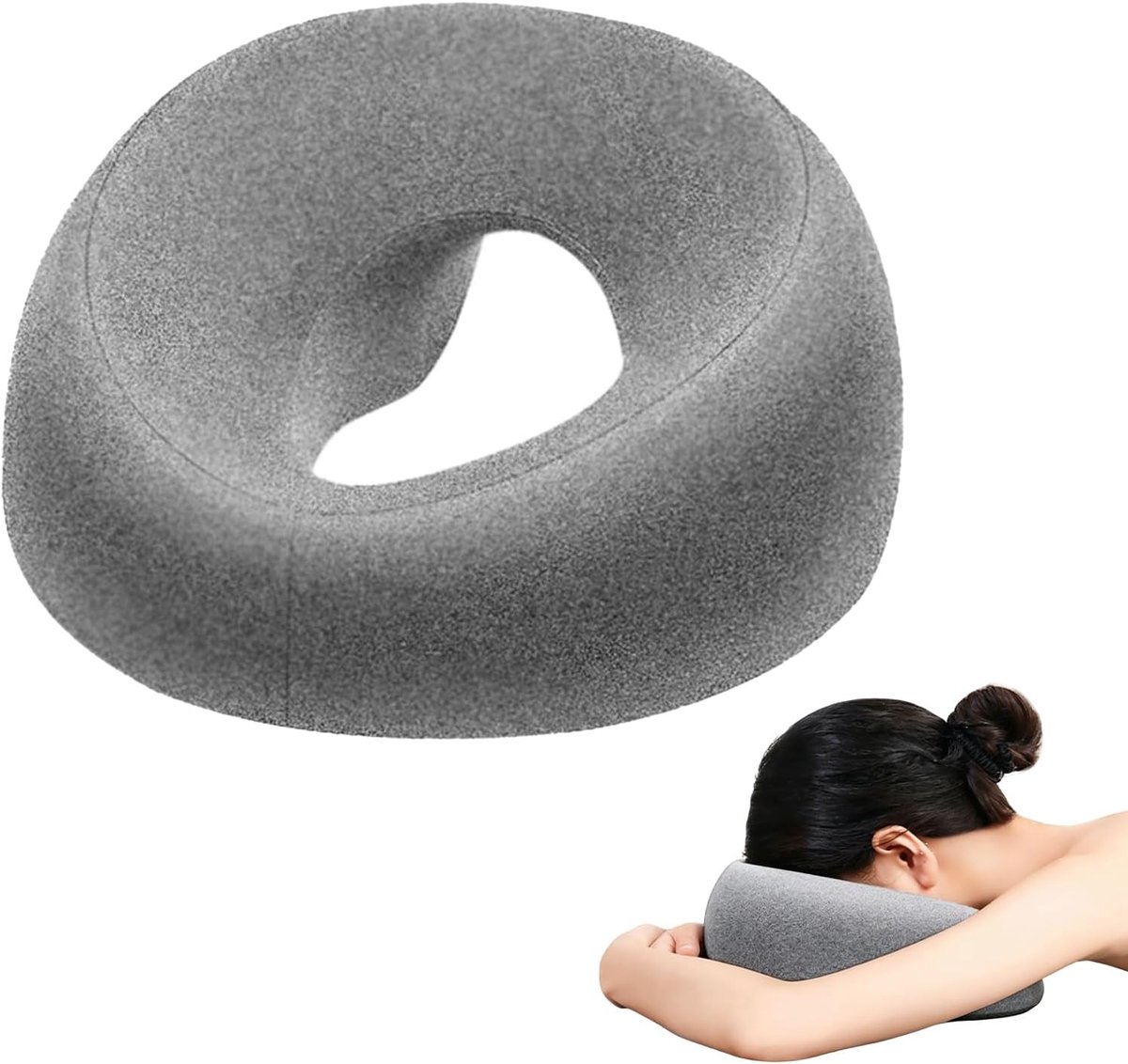 Massagehoofdsteun voor bed, U-vormig massagekussen, massagekussen met hoofdgat, gezichtskussen van traagschuim voor spa, salon, kantoor (grijs)