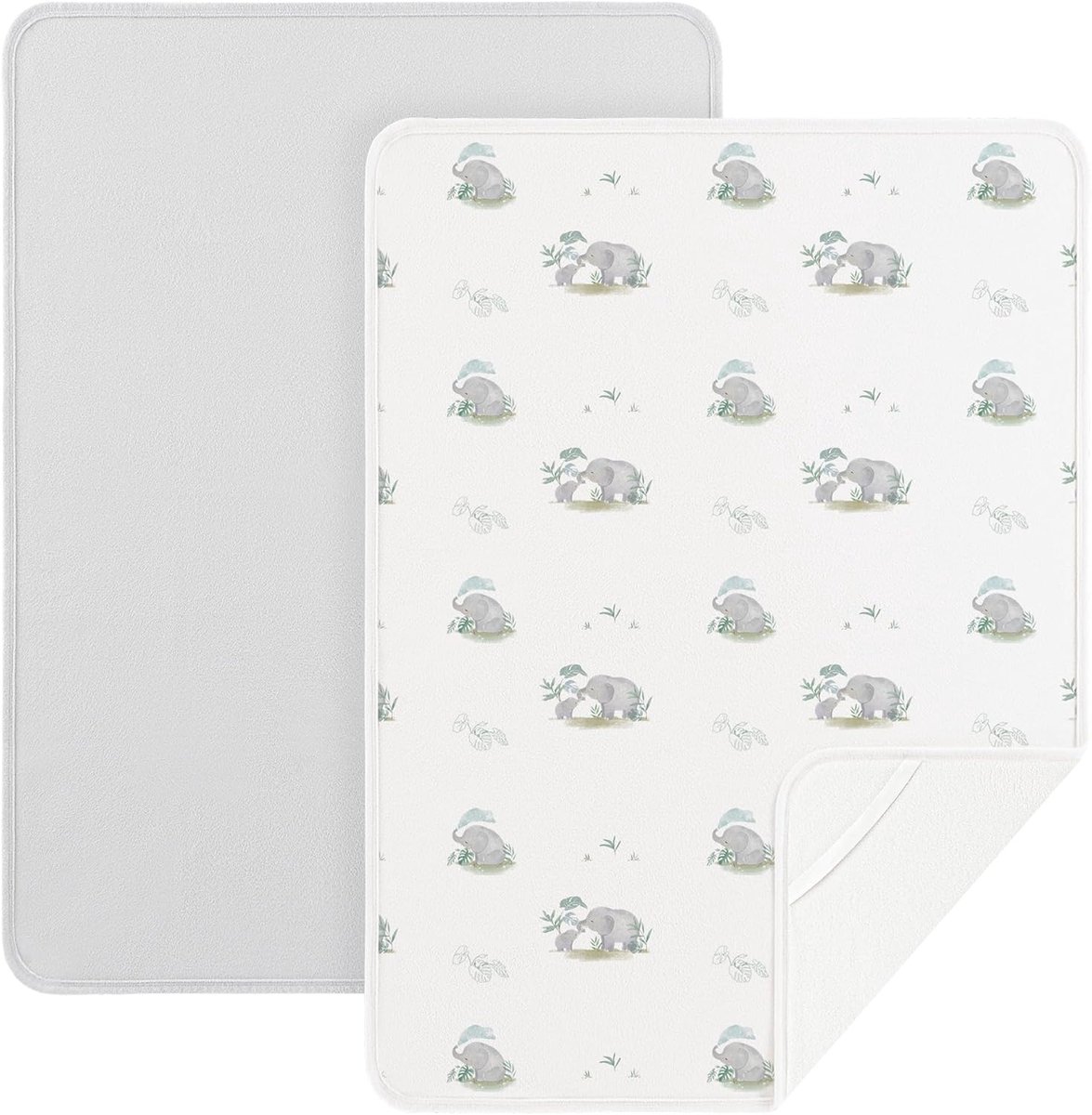 Set van 2 waterdichte bedonderleggers voor kinderen, 75 x 90 cm, wasbaar, zacht, bescherming tegen vocht, voor baby's en kinderen, lichtgrijs