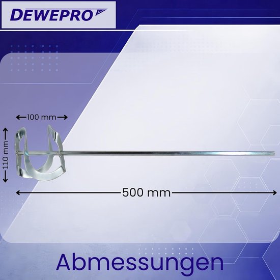 Wentelmixer - Roerstaaf mortel - Pasteuze materialen mengen - Spiraalvorm verzinkt - 110 x 500 mm - Zilverkleurig van Wentelmixer — afbeelding 2