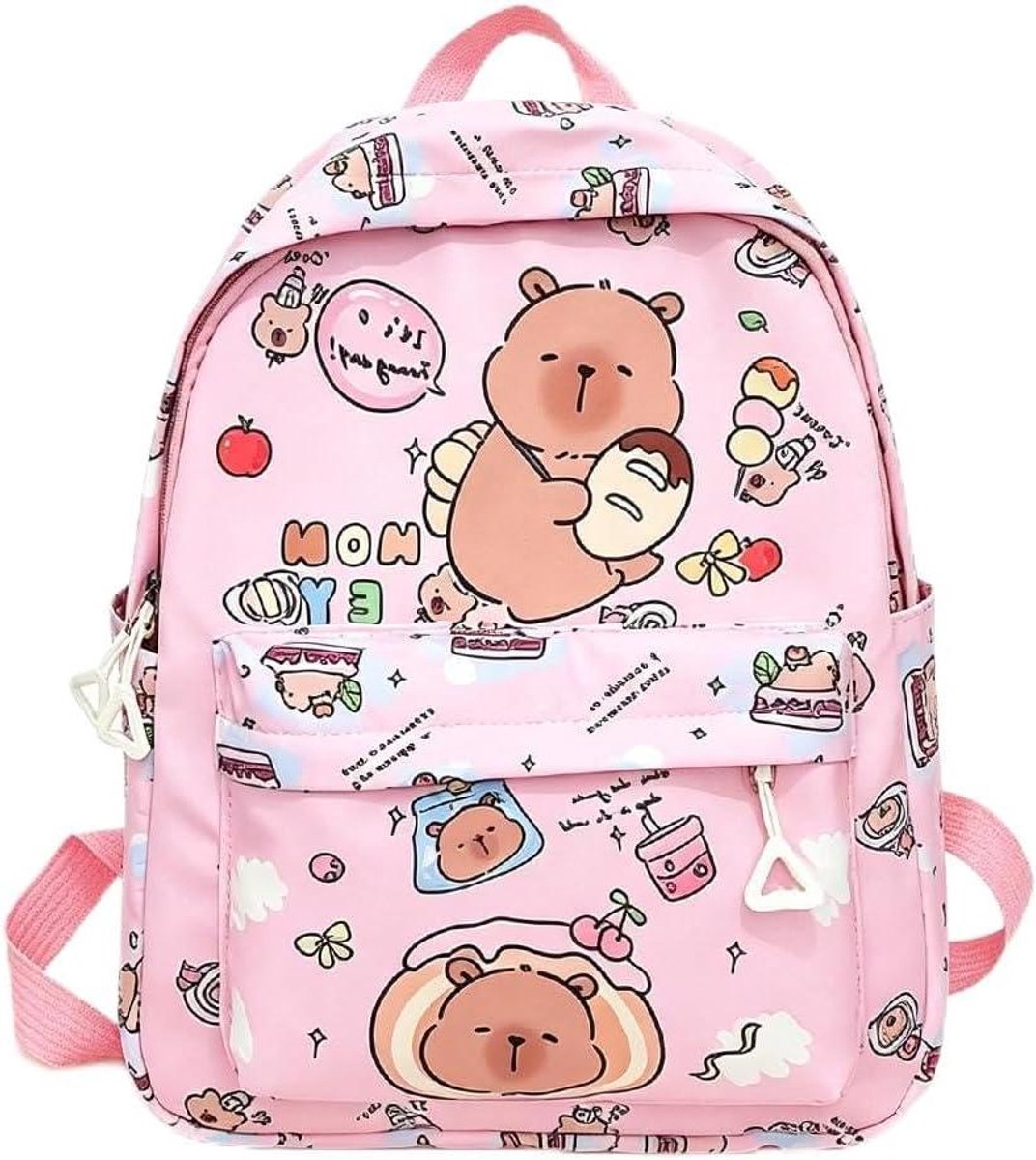 Capybara Rugzak - Peuter Rugzak - School en Dagelijks - Schattig Ontwerp - Middelgroot - Roze