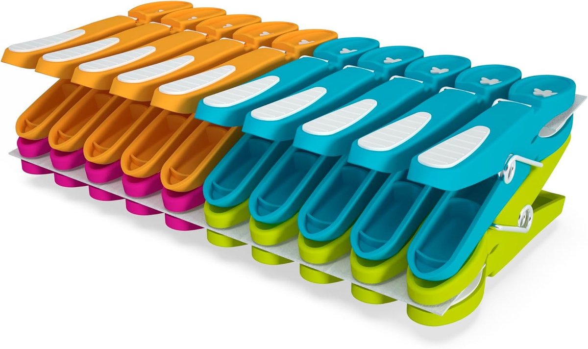 Wasknijpers Soft Grip, meerkleurig, 60 stuks, extra lang en stabiel, kunststof wasknijpers, kleurrijke knijpers, gemaakt in de EU