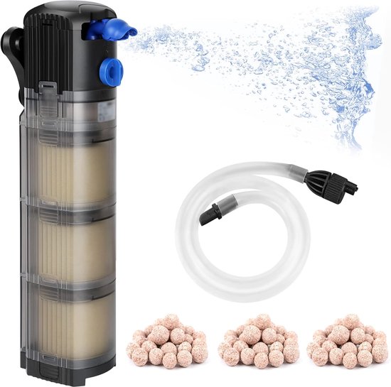 Speed Aquarium binnenfilter, 3-in-1 instelbare doorstroming, aquariumfilter, 1500 l/u, waterpomp voor 100-300 l aquaria, 25 W
