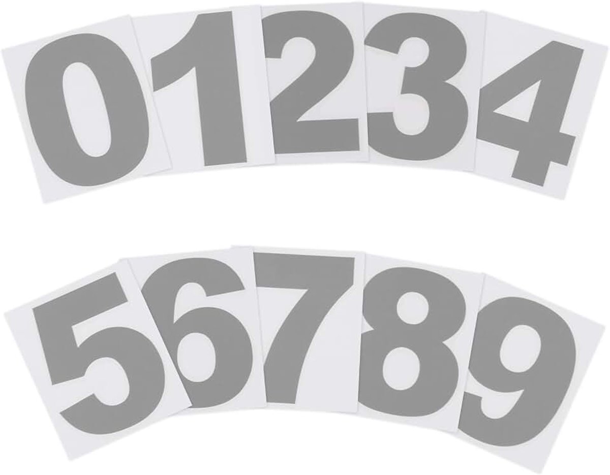5 cm reflecterende cijferstickers 0-9, 2 set vinyl brievenbus nummer stickers zelfklevende stickers voor buiten auto's deuren ramen borden binnen buiten, grijs