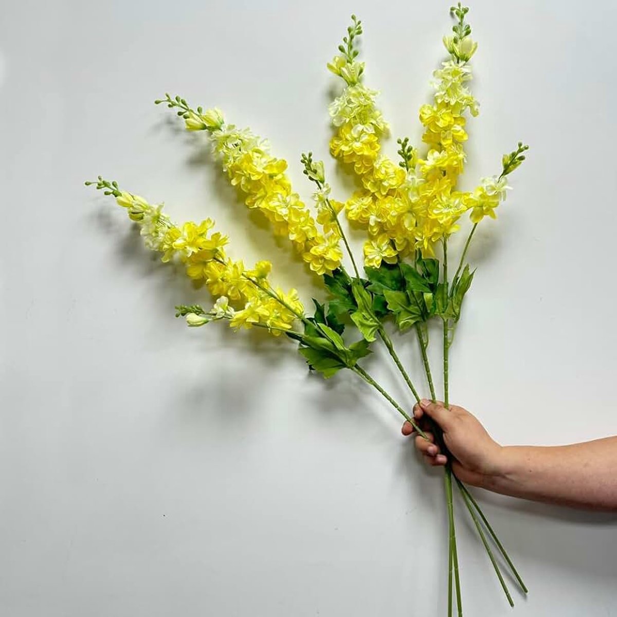 Kunstbloemen met lange steel voor hoge vaas, 90 cm kunstmatige delphinium bloemen van kunstzijde voor thuiskantoor, decoratie bruiloft tafelstukken, geel