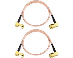Kabel 30 cm (2 stuks) in rechte hoek SMA-stekker naar stekker kabel RG316 voor SWR-meetinstrument spectrumanalysator ruisarm LNA RTL SDR dongle ADS-B-ontvanger VNA vector