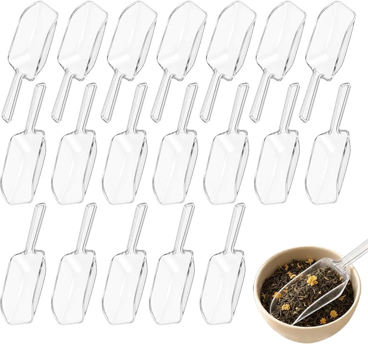12 stuks transparante kunststof schep - multifunctioneel ijs, meel, snoep, koffie, thee