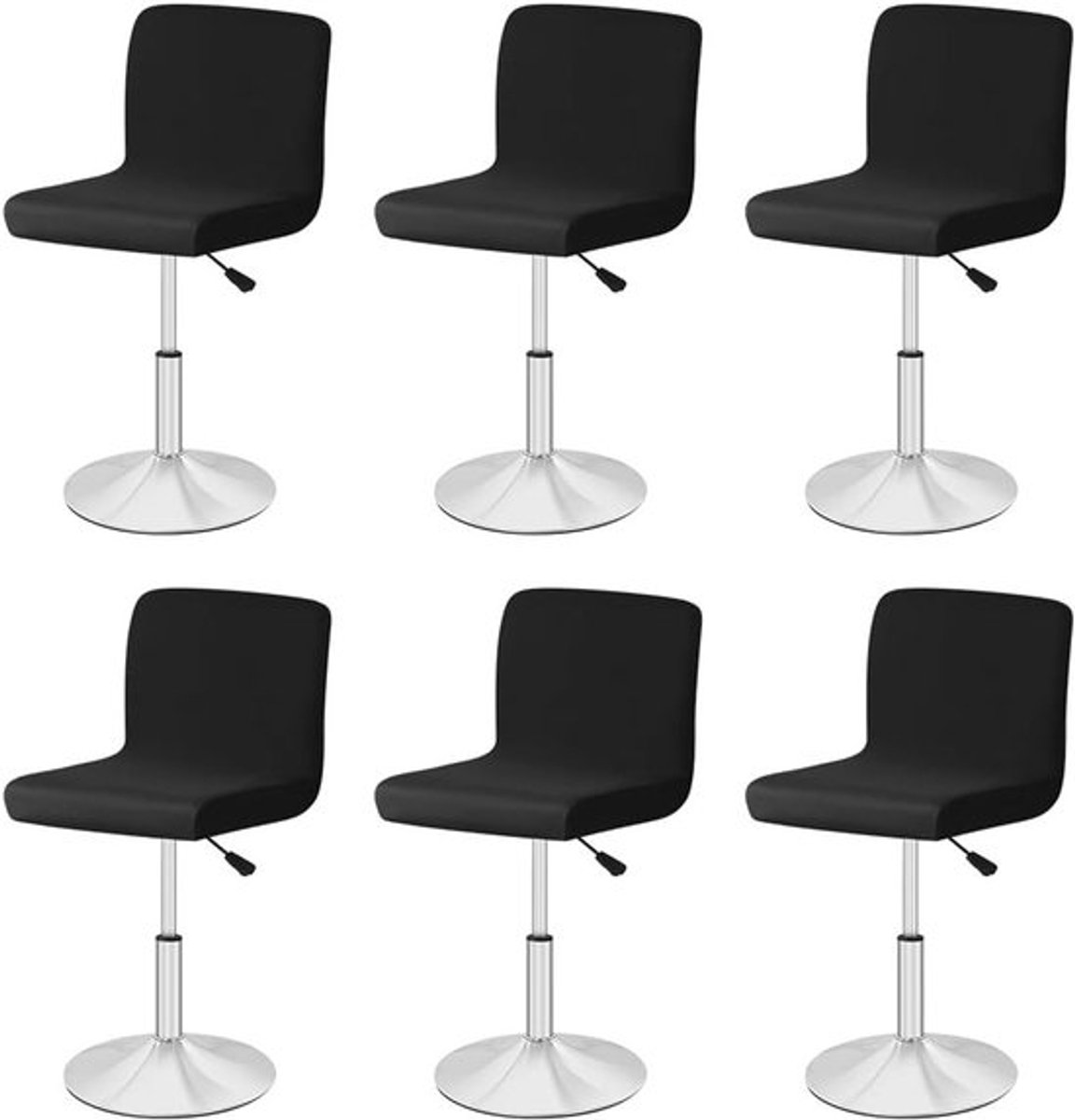 Verwisselbare en Wasbare Hoofdkussenhoezen voor Barstoelen - Stretch Covers voor Draaiende Hoge Stoelen en Korte Stools (6, Zwart)