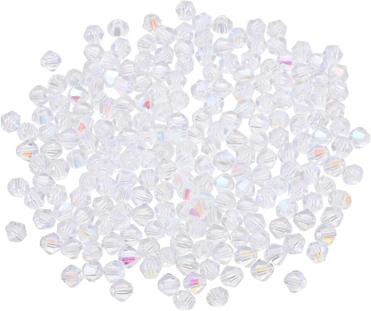 Kralen, Facetteerde Glazen Afstandskralen voor het Maken van Sieraden Armband Ketting Oorbellen DIY Zonnevangst Knutselen, Kleurrijk Wit AB