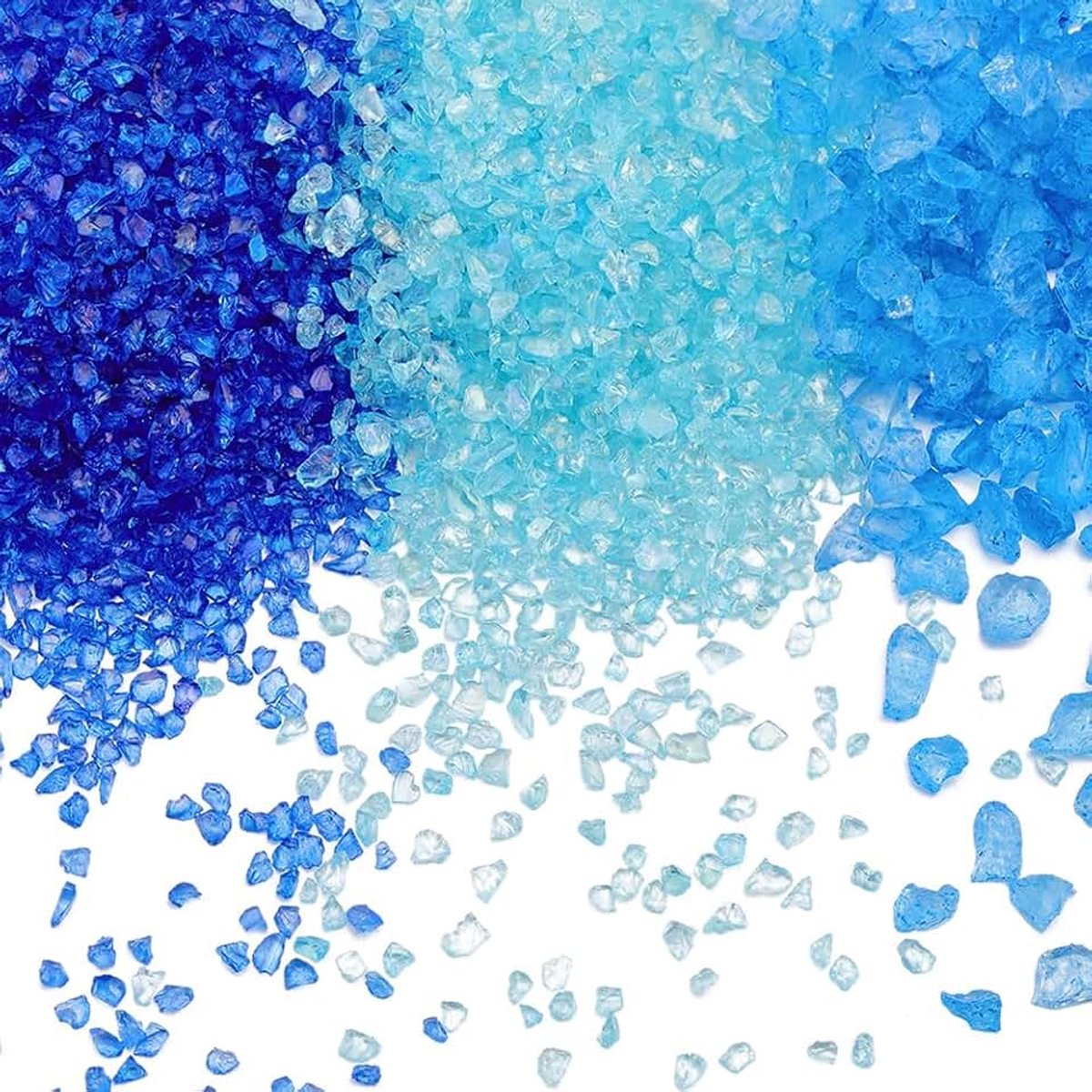 1 Doos 300g 3 Kleuren Blauw Verpletterd Glas Bulk Gebroken Glas Chips Mini Onregelmatige Crystal Stukken Chunky Pailletten Voor Nail Arts Hars Art Craft DIY Vaas Filler Sieraden Maken