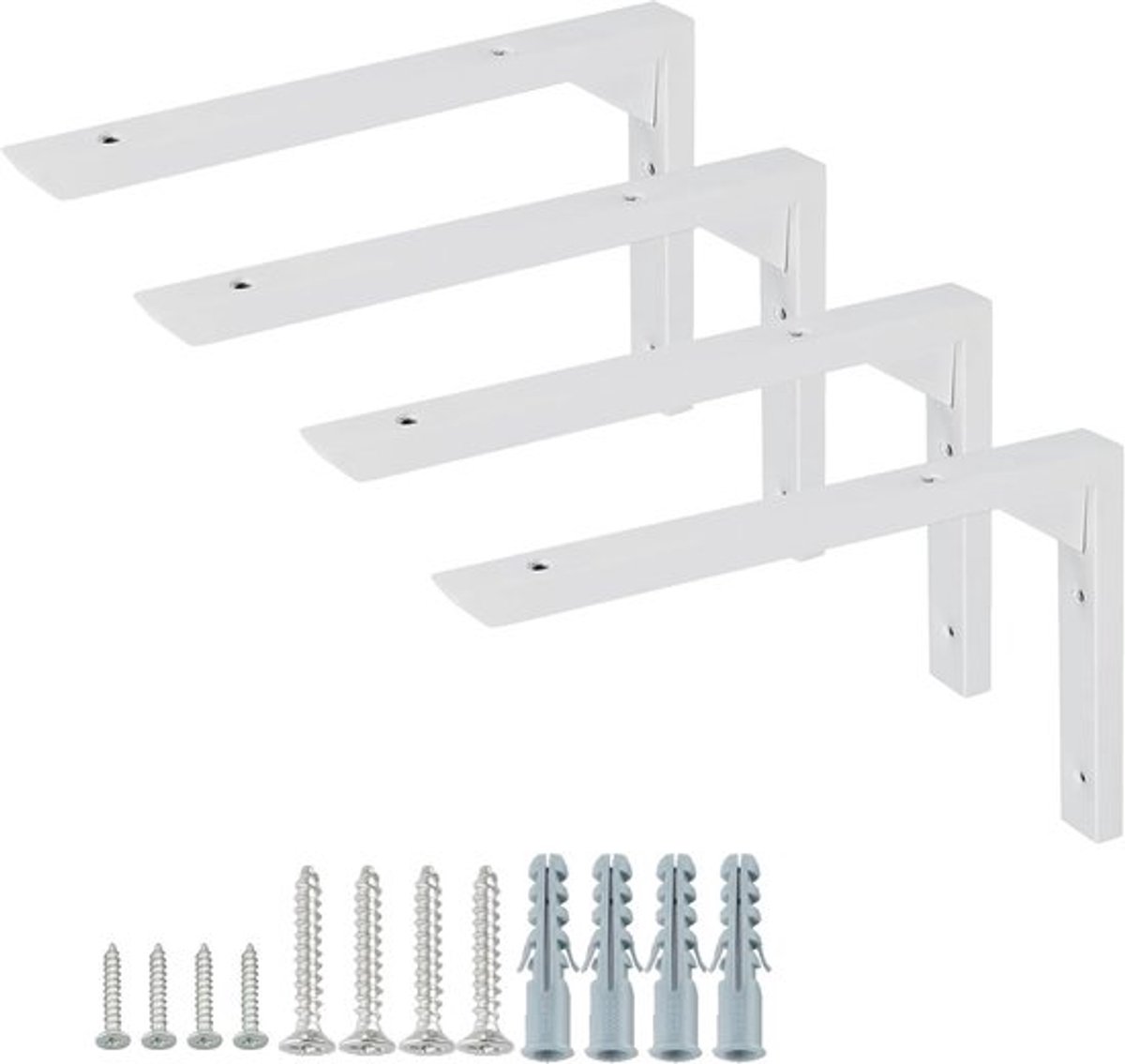 25 cm L-vormige plankdragers - 4 stuks - Roestvrijstalen hoeksteunen voor wandmontage - Ideaal voor planken en opslagoplossingen