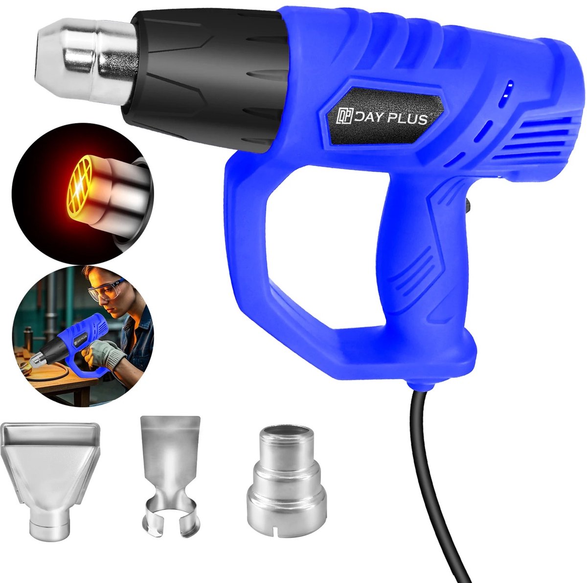 Velori Heteluchtpistool 2000W - Professioneel Warmtepistool - Verstelbare Temperatuur 300-600°C - Elektrische Verfafbrander - Soldeergereedschap - Inclusief 3 Mondstukken