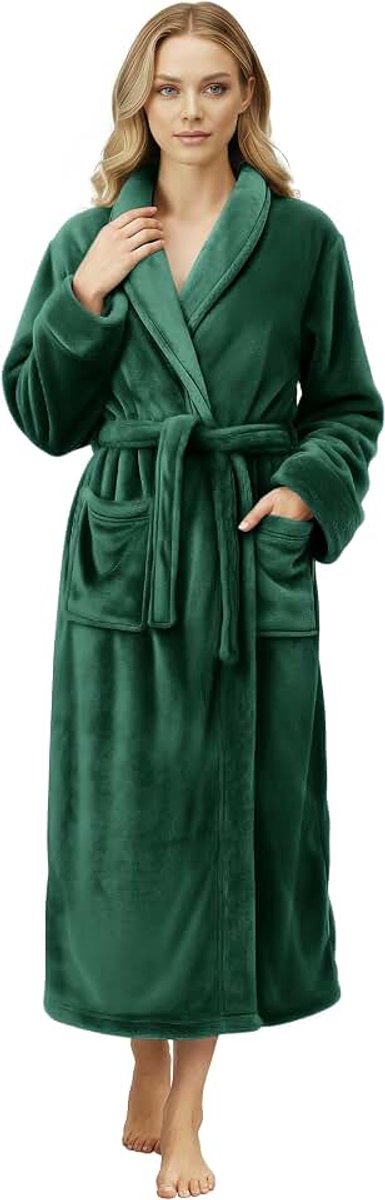 Threads Luxe Jurkenjurk voor Vrouwen Super Soft Fleece Badjas Gezellige Sjaalkraag Loungewear en Nachtkleding