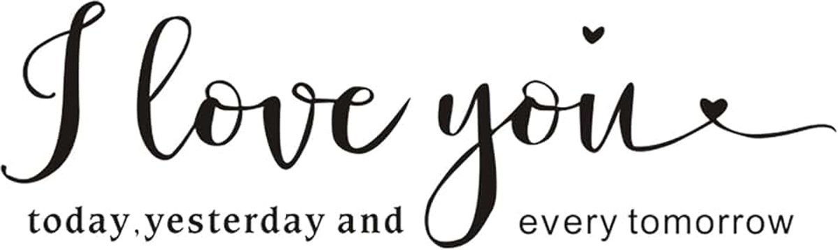 Muurstickers Peel and Stick, I Love You Vandaag gisteren en elke morgen Muursticker, Verwijderbare Vinyl Muurstickers Quotes, Romantische Liefde Quote Wall Decor Art Zeggende woorden