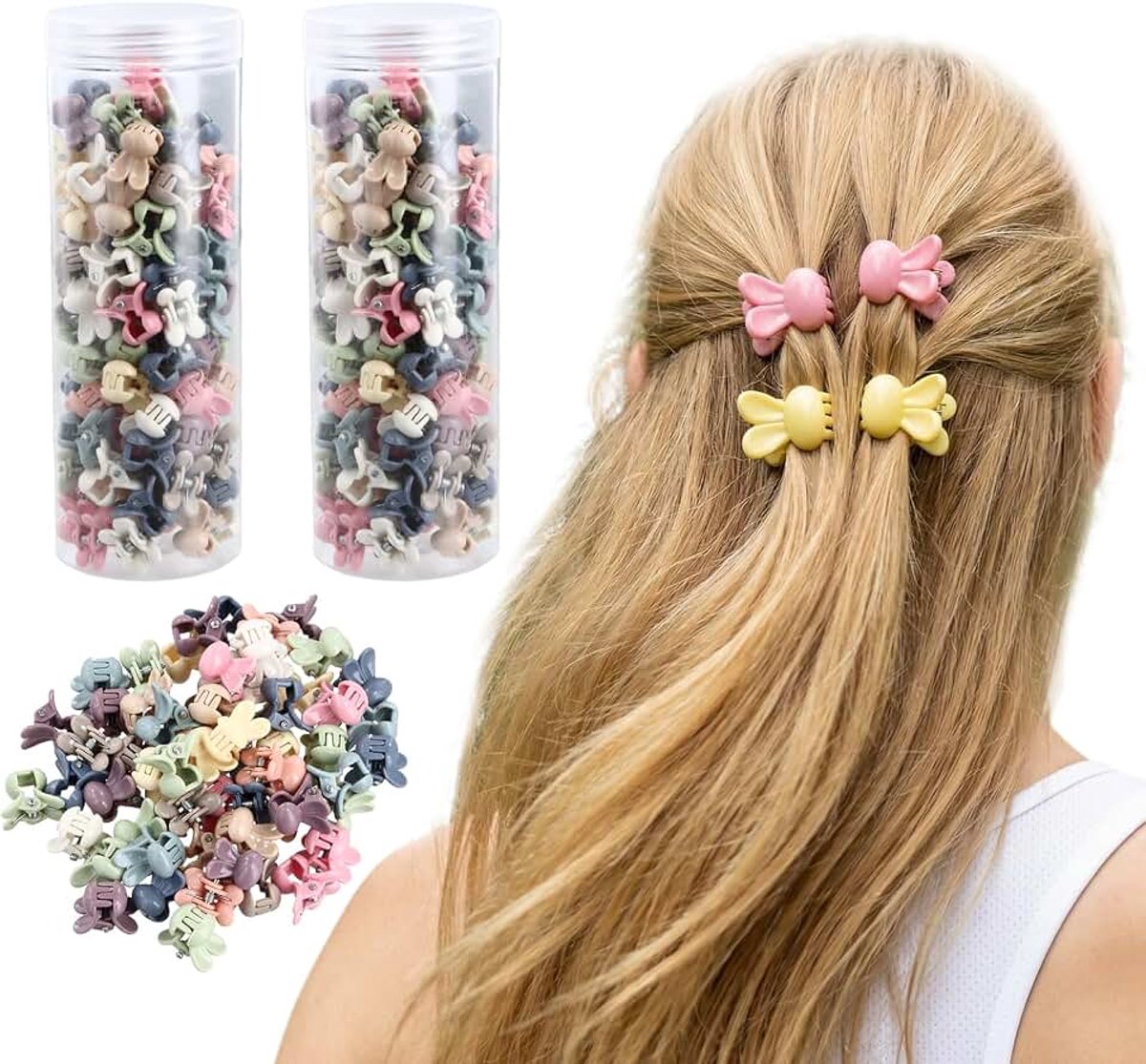 200 stuks mini-haarklemmen, kleine haarklemmen, hazenvorm voor dun, kort, krullend haar van vrouwen, meisjes en peuters, perfecte accessoires voor vlechten en knotten