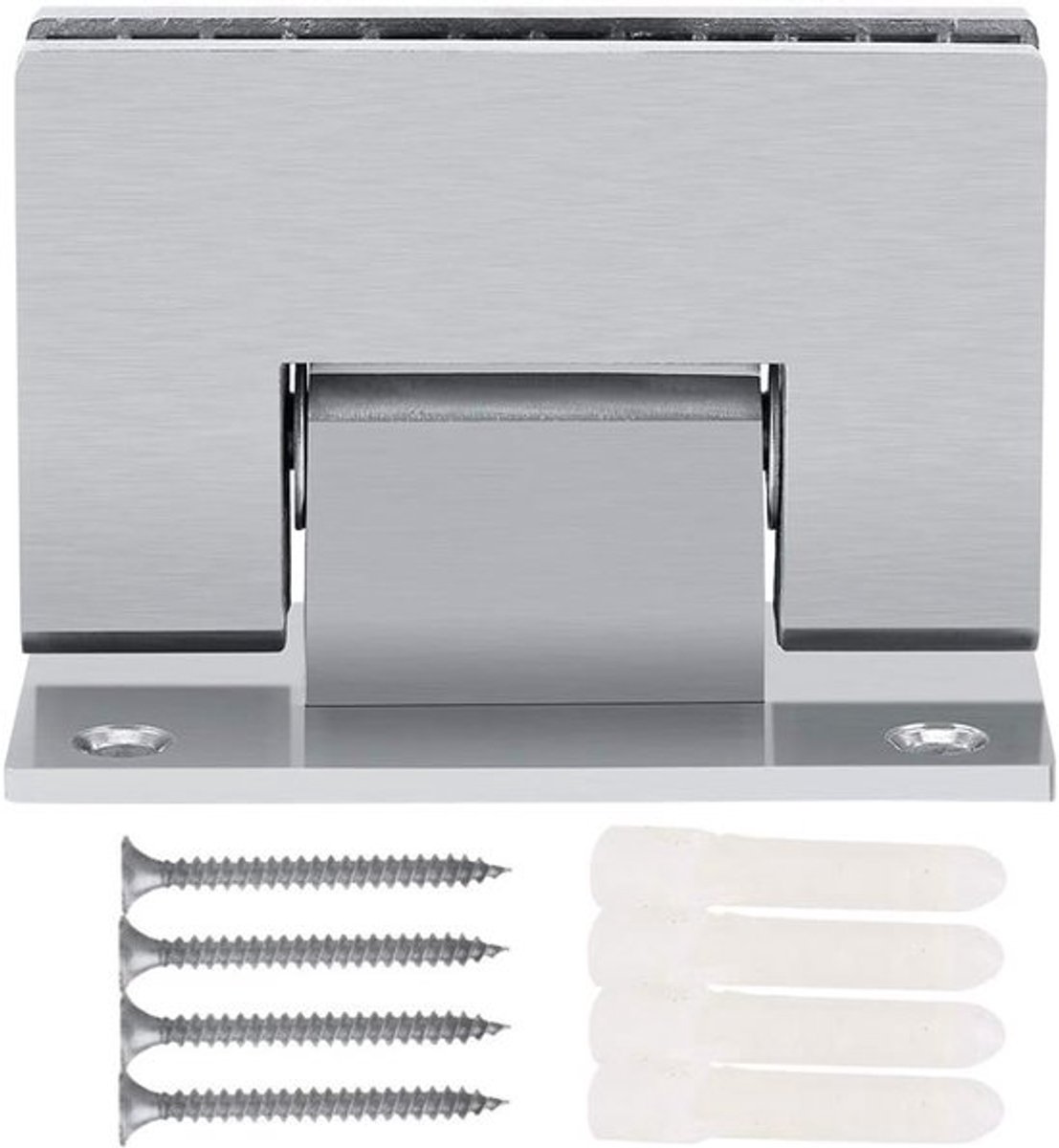 Glazen Deur Scharnier 8-10mm, Zelfklem Scharnier van Koolstofstaal met 58mm Gatafstand voor Deuren tot 36kg en 800mm Breedte, Duurzaam en Betrouwbaar