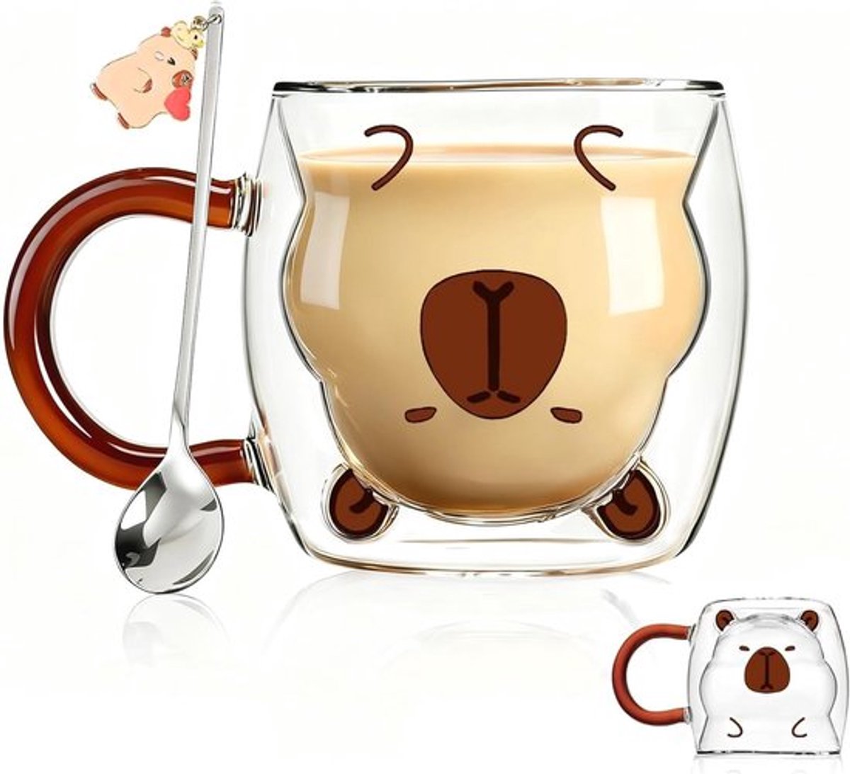 Schattige Capybara Cadeaus voor Vrouwen, Dubbelwandige Koffieglaasjes voor Cappuccino, Thee en Espresso, Perfect voor Verjaardagen en Kerstmis