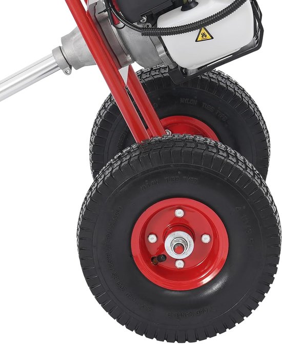 Benzine Veegmachine - Motorbezem - Kunstgras Reinigen - Krachtige 4-takt motor - 60 x 96 cm - Zwart Rood — afbeelding 2