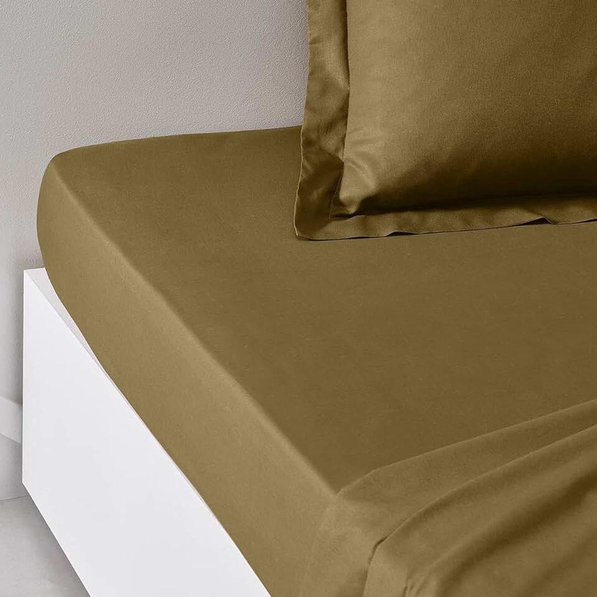 Essential - Hoeslaken, 140 x 190 cm, voor tweepersoonsbed, 100% katoen, effen, brons