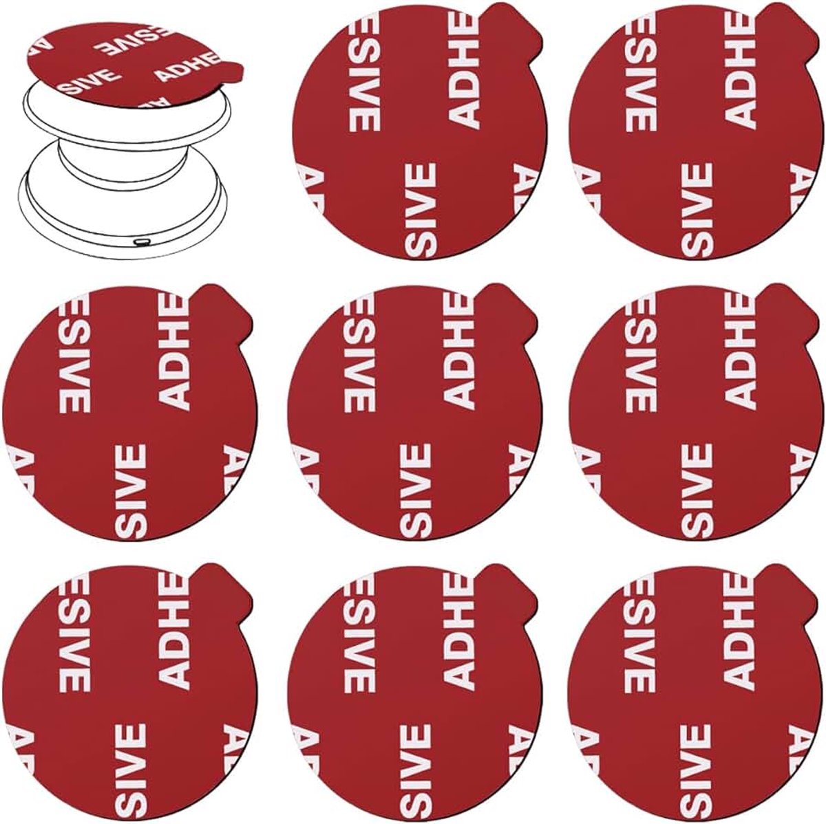 8 stks 3M Sticky Adhesive Vervanging Pads voor Socket Base Mount, VIIMAKE 1.3 "Ronde 3M VHB Dubbelzijdige Zelfklevende Pads, voor Telefoon Opvouwbare Grip Stand Back Base Sticker Tapes (rood)