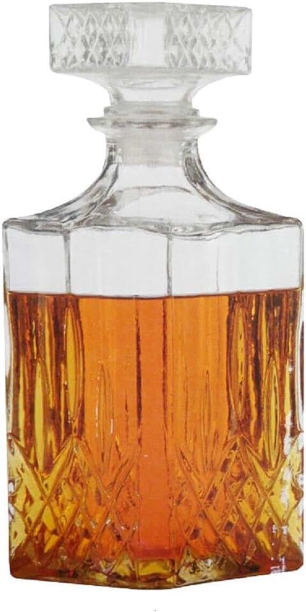 Whiskykaraf van glas met sluiting, 900 ml, whiskykaraf, fles van glas, cognac Scotch, Brandy Sherry glazen dop voor genieters