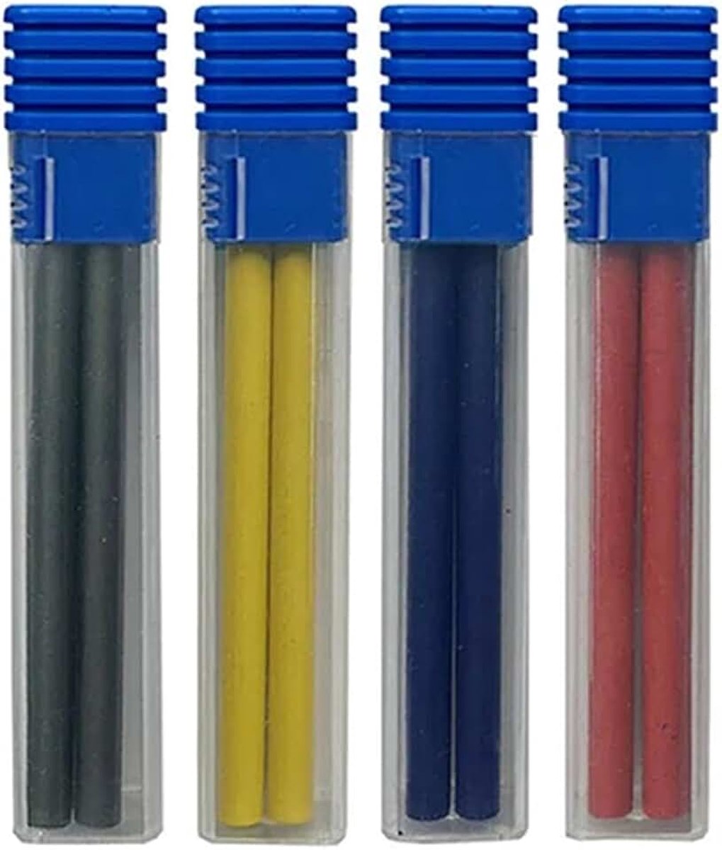 5,6 mm Metalen Mechanische Potlood Set met Clip Metalen Mechanische Koppeling Grafiet Potlood en 4 stks Lood Voor Bouw, Ontwerp Tekenen, Ambachten, Kunst Schetsen (4 kleuren lood set)