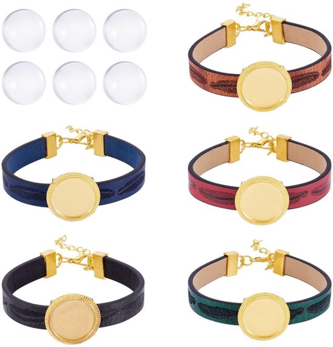 - PU Leren Armbanden - Glazen Cabochons - DIY Sieraden Maken - Voor Mannen en Vrouwen - Creatieve Accessoires - Perfect voor Cadeaus - Set ...