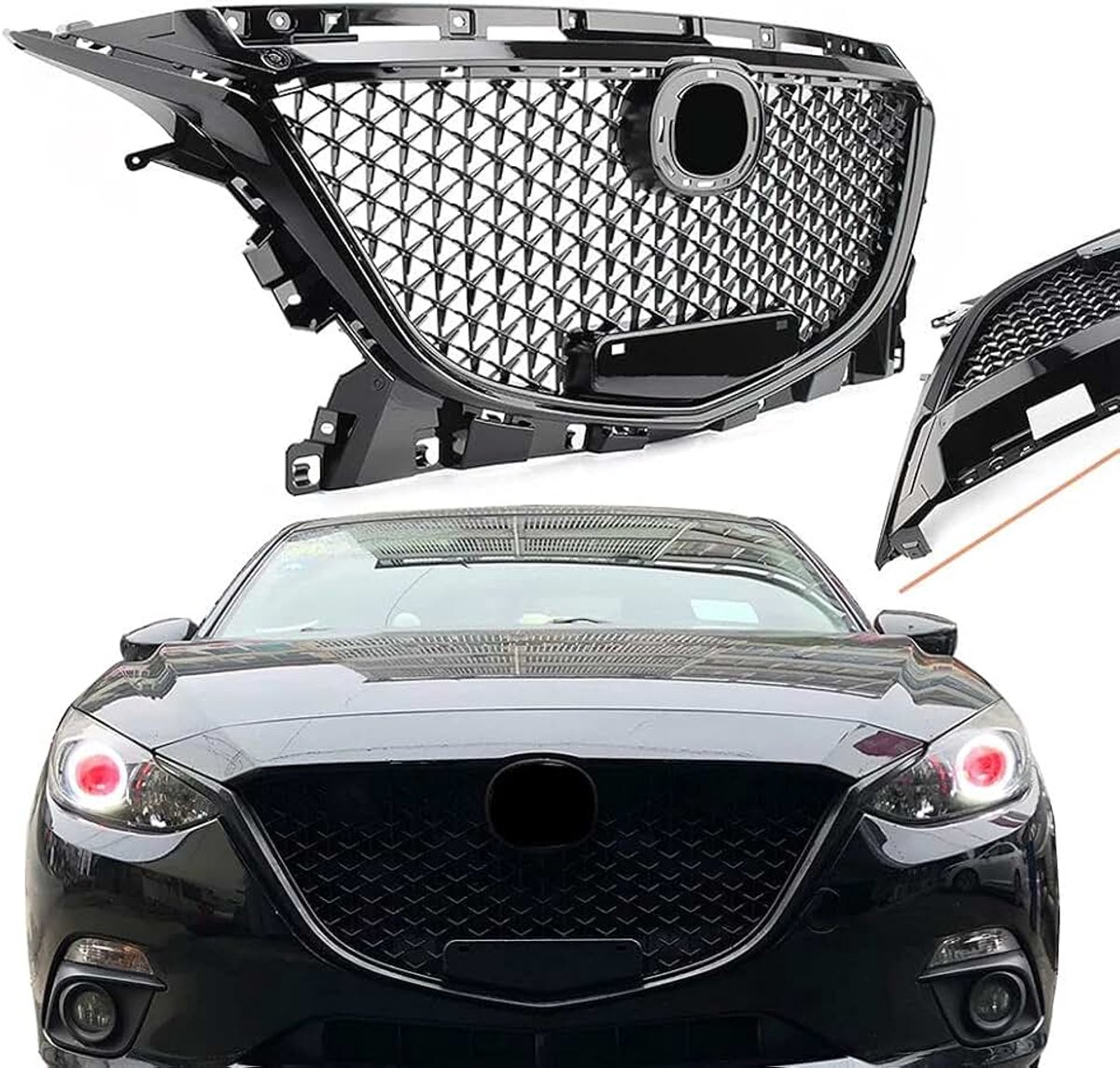 Upper Grille Honeycomb Barbecue, zwart Voor AXELA GT BM BN 2014 2015 2016