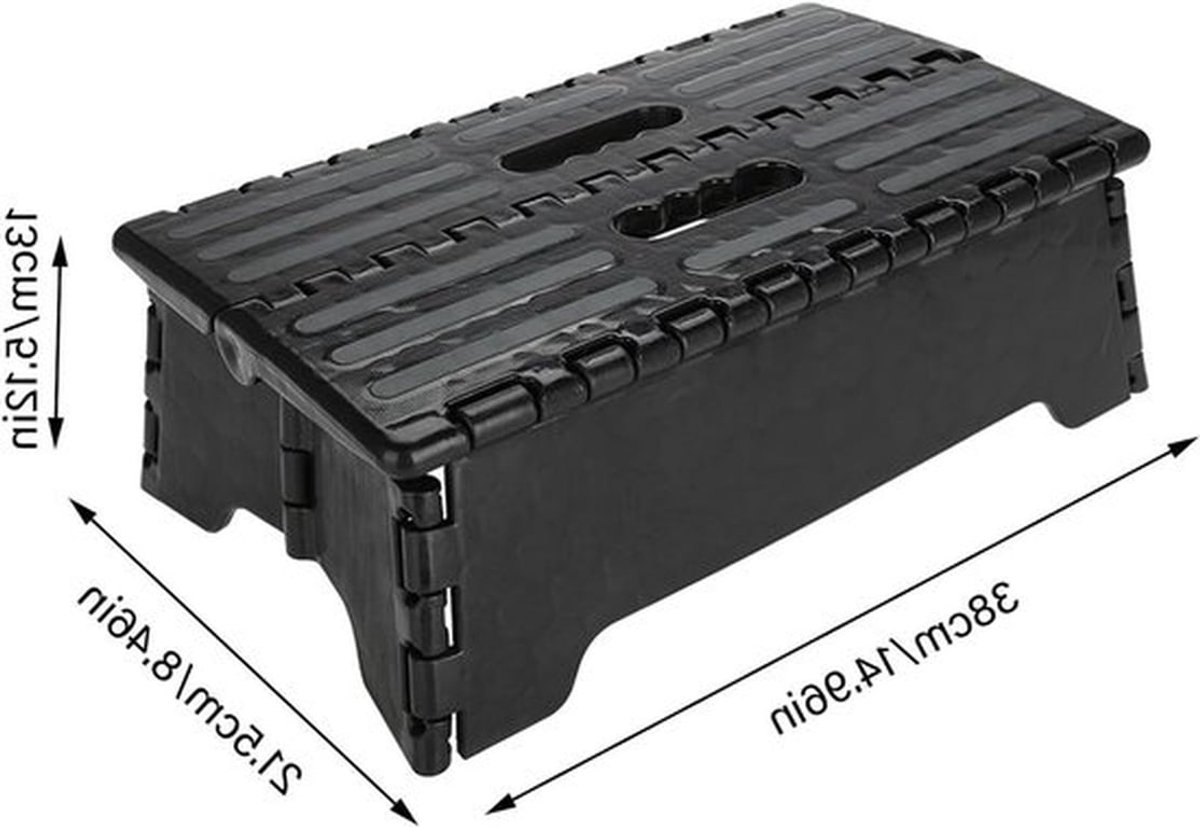 Vouwbare Enkelvoudige Stap, 38 x 21,5 x 13 cm, Draagbare Kruk met Handvat voor Ouderen en Gehandicapten, Ideaal voor Keuken, Woonkamer en Badkamer, Maximaal 136 kg Belastbaar