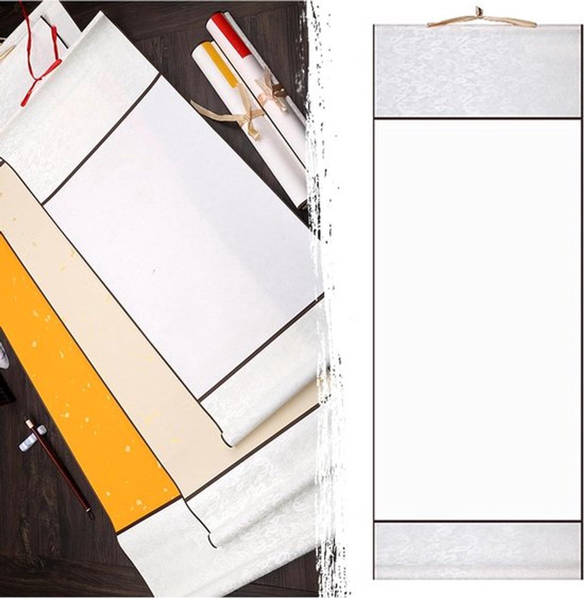 Hangende rolletjes voor kalligrafie en kunstschilderen - blanco, leeg - set van 4stuks