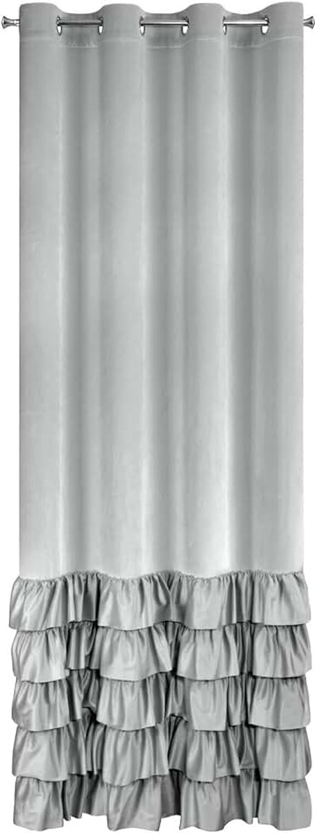 Gordijnen met ruches, gordijnen van fluweel, velours, raamdecoratie, ogen, ogen, plooiband, trekkoord, prachtig glamour design (DANI zilver, 140 x 250 cm met ogen)