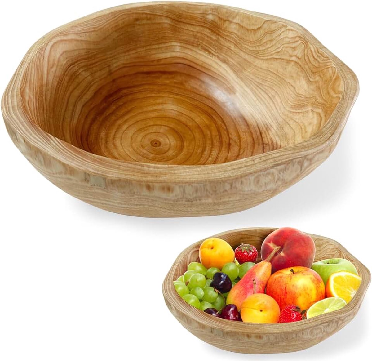 Fruitschaal, Handgemaakt, Natuurlijke Houten Schaal Decoratie in Onregelmatige vorm, Rustieke Slakom van Hout voor Fruit, Snacks of Tafeldecoratie