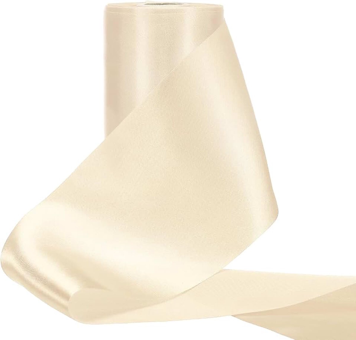 Satijnen lint 10 cm breed, 20 m, effen kleur, dik lint voor geschenkverpakking, bruiloft, stoel, bloemen, boeket, feestdecoratie, haarstrikken, naaien, knutselen, beige
