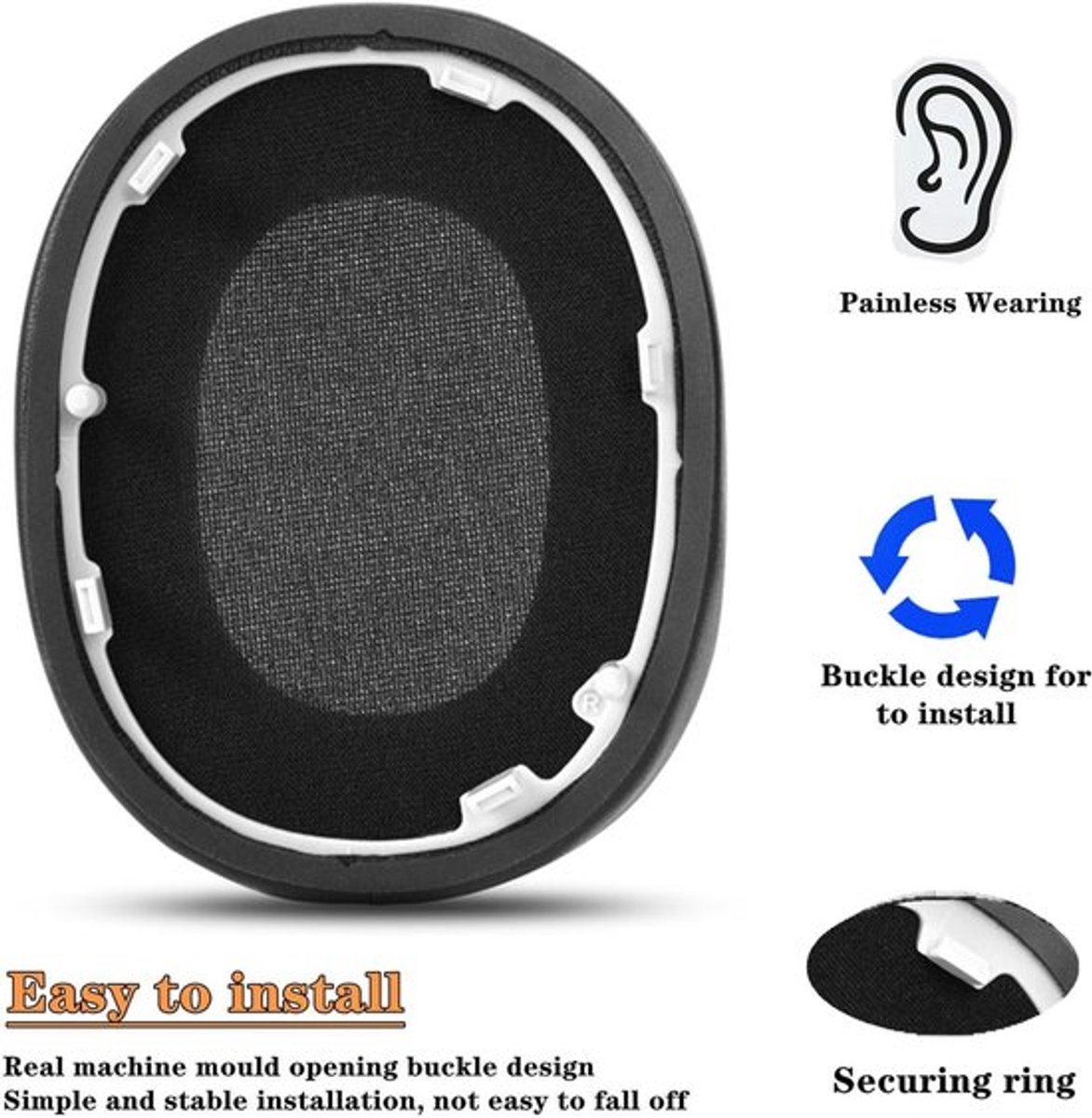 Oorkussens met koelgel voor ruisonderdrukkende hoofdtelefoon - zijdeachtige stof - geluidsgeheugenschuim - extra comfort - WH-1000XM6 compatible
