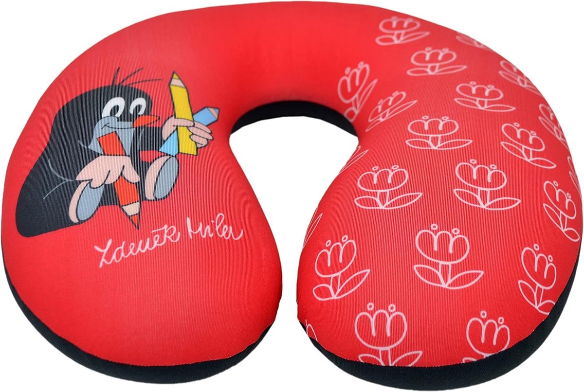 SnelShoppen - Cartoon Kussenhoes Lumbar Kussen Cover Originele Kleine Mol 24x23cm, Rood, Voor Kinderen Jongens Meisjes Baby's, Reis Kussen, Slapen, Re
