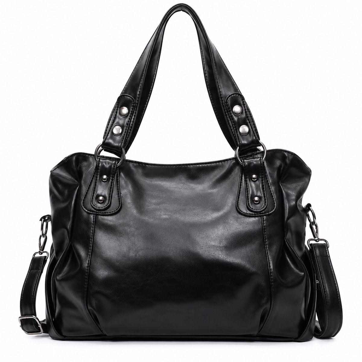 Grote Hobo Schoudertas Dames - Zwart PU Leer Handtas met Verstelbare Schouderriem - Waterafstotende Crossbody Bag & Shopper voor Werk, Reizen & Dagelijks Gebruik - Stijlvol Cadeau voor Vrouwen