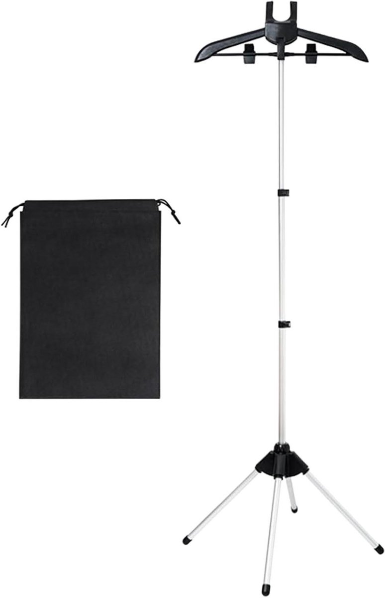 Stoomstrijkijzer standaard - Kledingrek - Kleding stomen - In hoogte verstelbaar - Tot 160 cm - Zwart